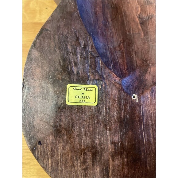 Vintage Ashanti Tribal Beaded Hand Carved Wooden Mask Ghana Brass Inlay Folk Art - Picture 10 of 11